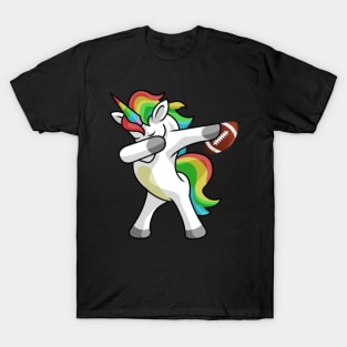 Dabbing Unicorn Football Funny Dancing Dab Gift T-Shirt